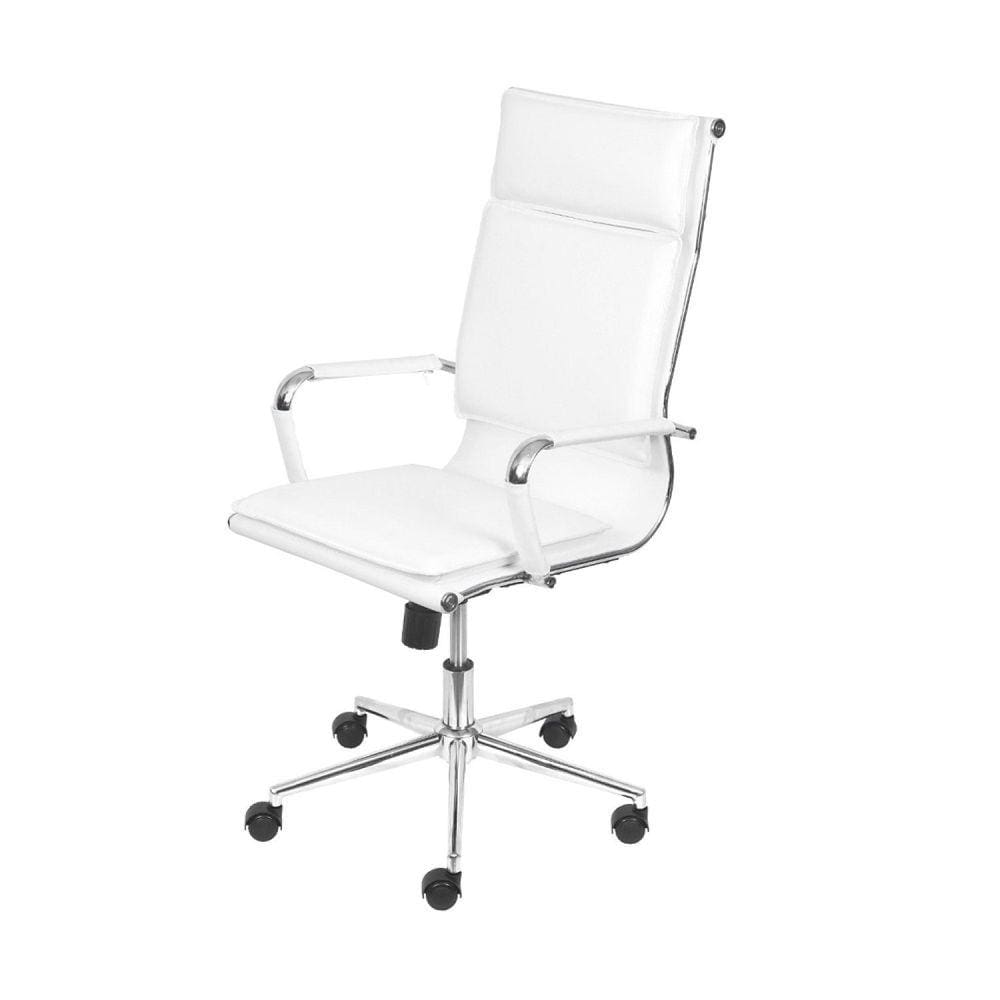 Cadeira Escritório Alta em Sintético Estofada com Rodízios 3304 OR Design Branco