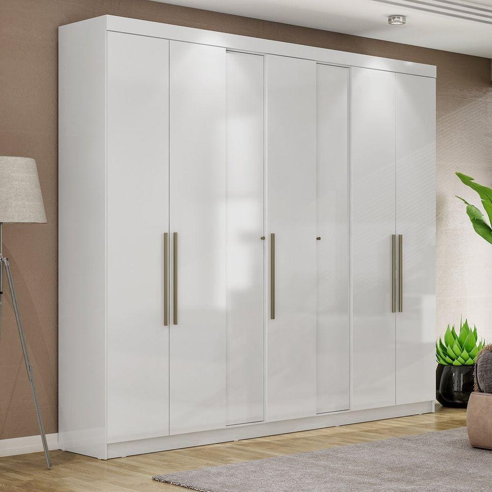 Guarda Roupa Casal 7 Portas 2 Gavetas Atenas Espresso Móveis Branco