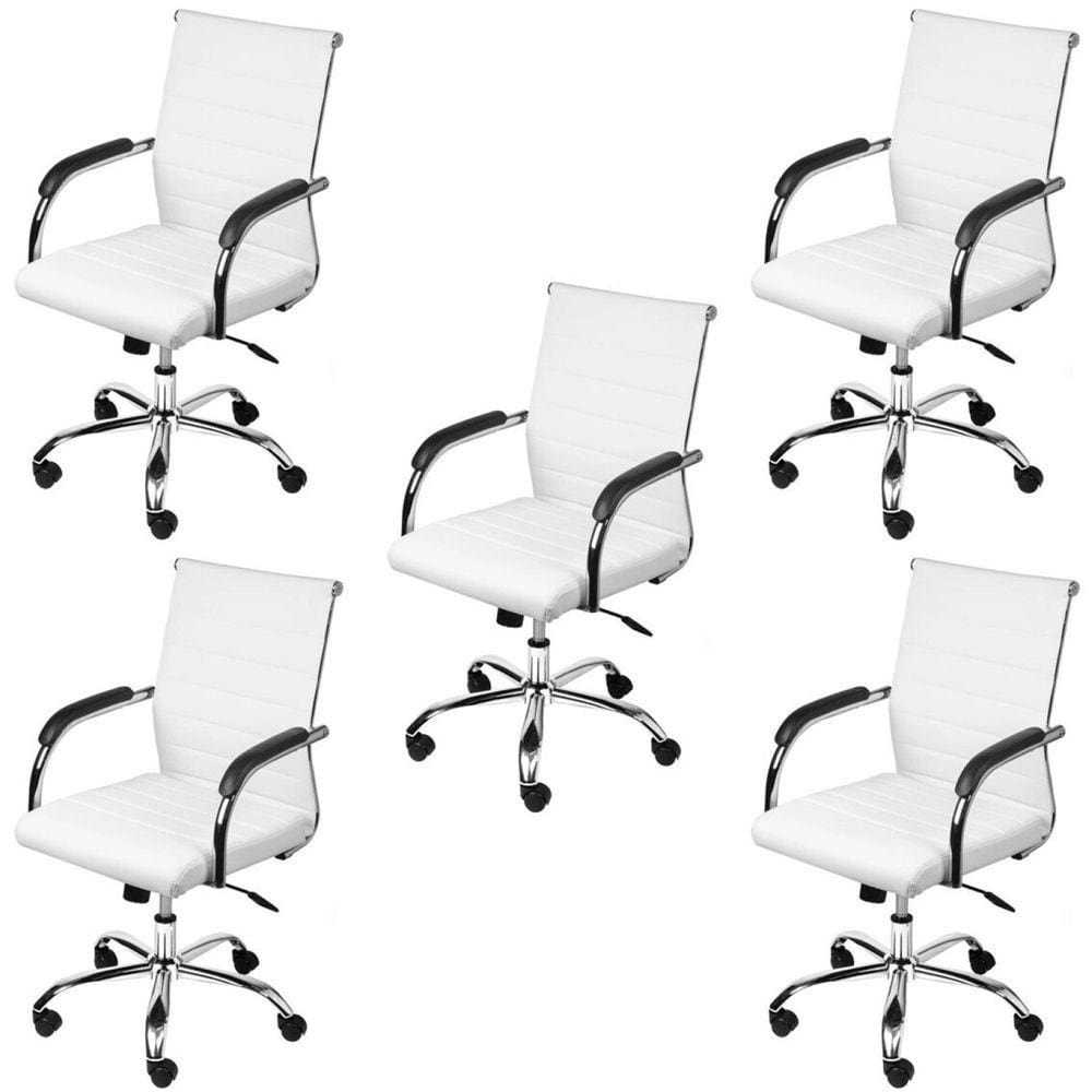 Kit 5 Cadeiras para Escritório Diretor Esteirinha Florença Or Design Branco
