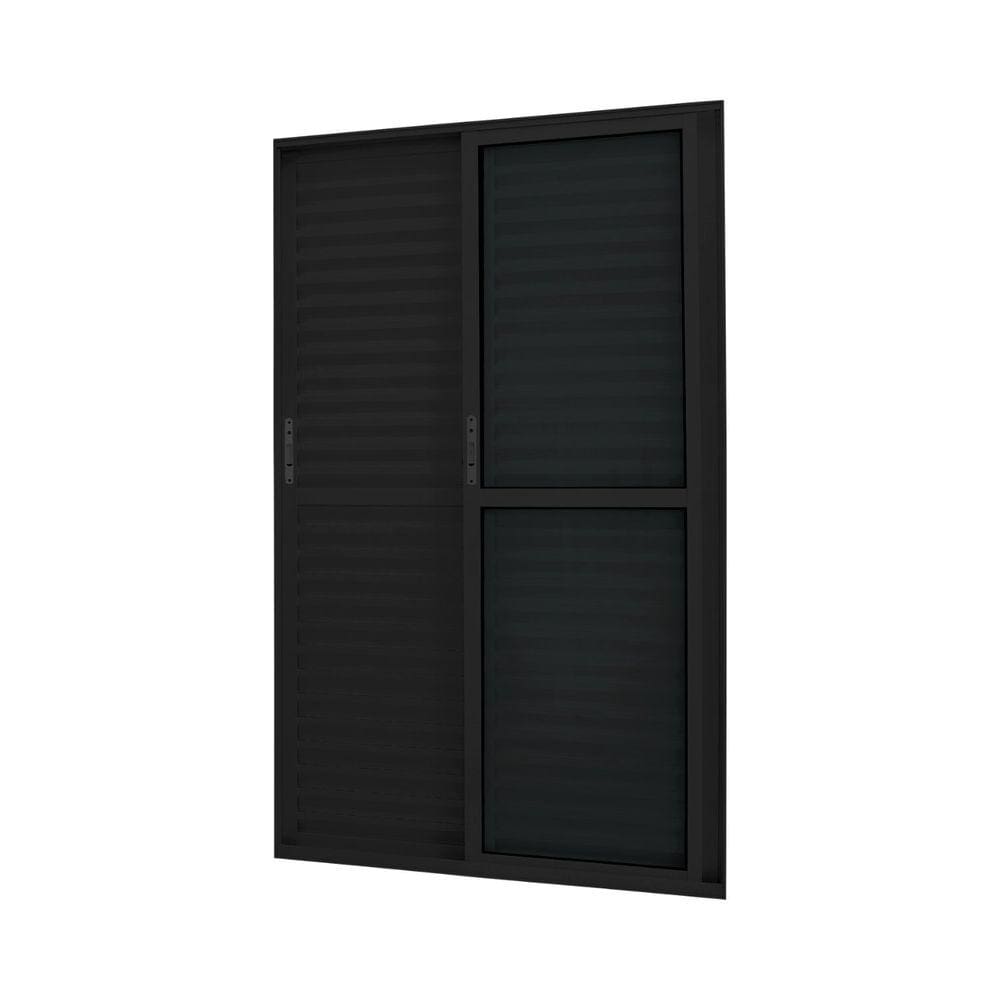 Porta de Alumínio Correr 210x200cm 3 Folhas Atlântica Preto