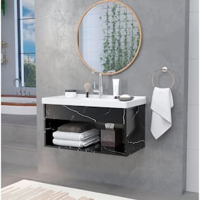 Gabinete para Banheiro MDF 60cm com Cuba Zoff Riverzza Preto