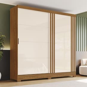 Guarda Roupa Solteiro 2 Portas de Correr 3 Gavetas B352 Briz Marrom/Off White