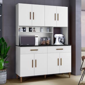 Armário De Cozinha 8 Portas 2 Gavetas Fortaleza Kaiki Móveis Branco