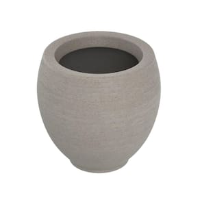 Vaso de Planta Oval 30x32cm Polietileno sem Prato Fibrarte Bege Stone