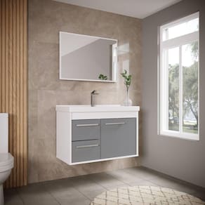 Gabinete para Banheiro MDF 60cm com Cuba Potenza Riverzza Gianduia