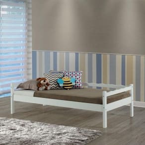 Cama Solteiro em Madeira Maciça Reversível Casatema Branco