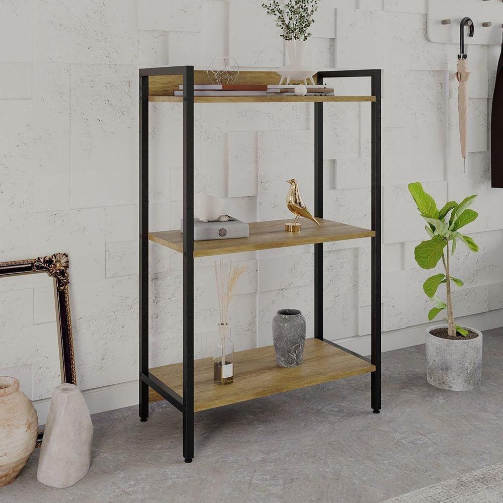 Estante para Livros Industrial Aço Multiuso 3 Prateleiras 104cm Active Yescasa Mel