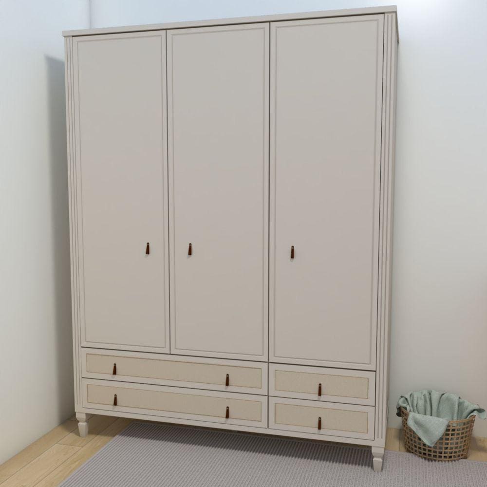 Guarda Roupa Infantil 3 Portas 4 Gavetas Tudor Plus Timber Areia