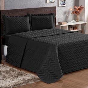 Cobre Leito King Pratic Lisa 3 Peças - Preto