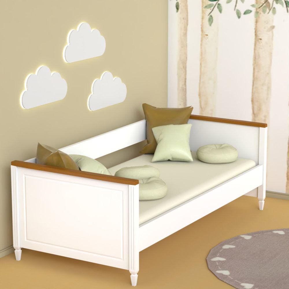 Cama  Infantil Sofá Tudor Timber Branco/Mel