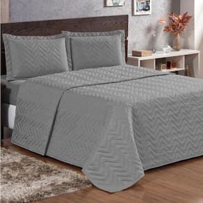 Cobre Leito King Pratic Lisa 3 Peças - Cinza