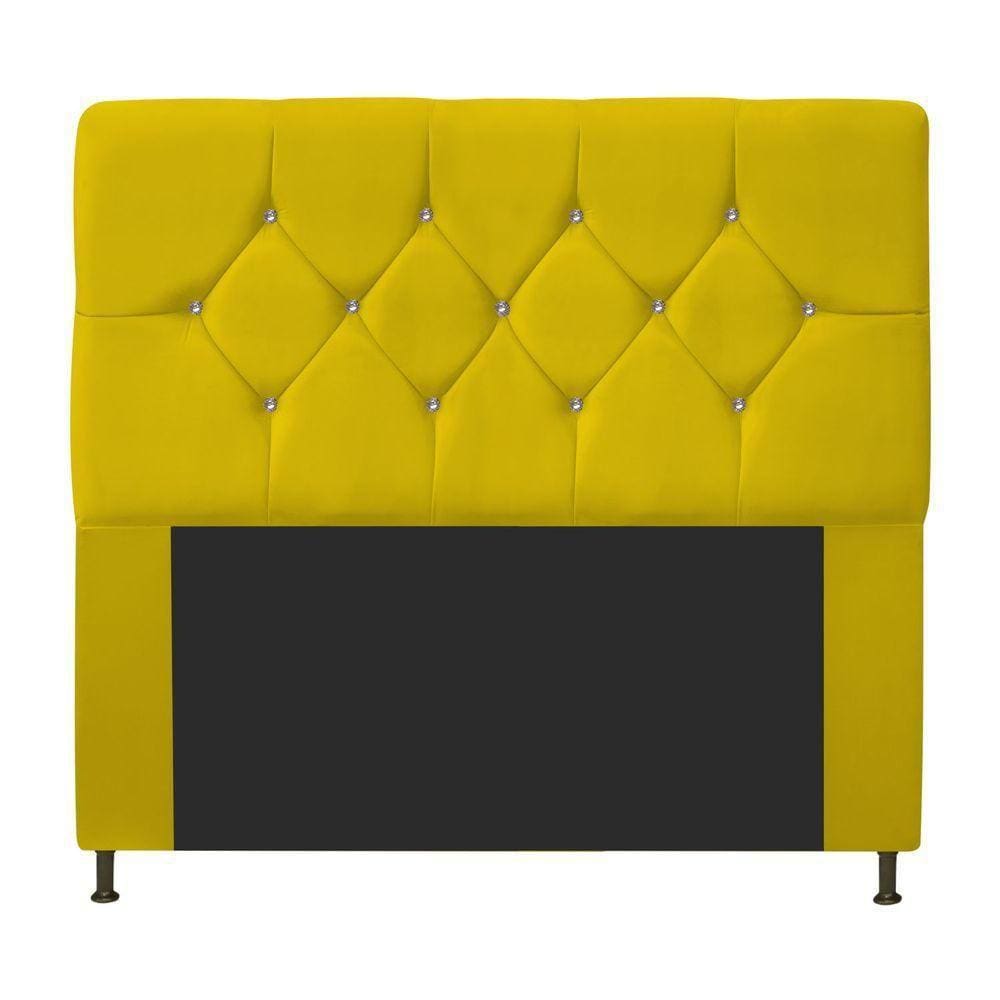 Cabeceira Casal França A05 C/ Strass 140 Cm Amarelo