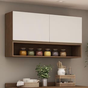 Armário Aéreo de Cozinha 120cm 2 Portas Conecta GenialFlex Ébano/Off White