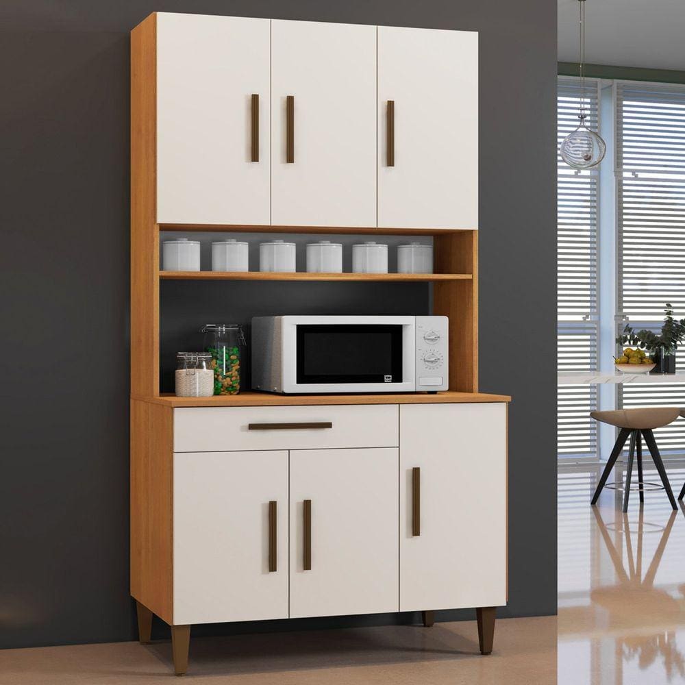 Armário De Cozinha 6 Portas 1 Gaveta Salvador Kaiki Móveis Marrom/Off White