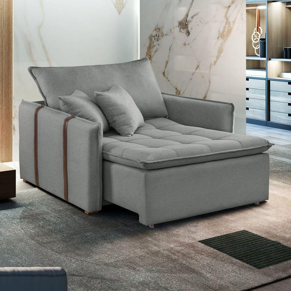 Poltrona Cama Retrátil e Reclinável 110cm Detroid Celflex Cinza
