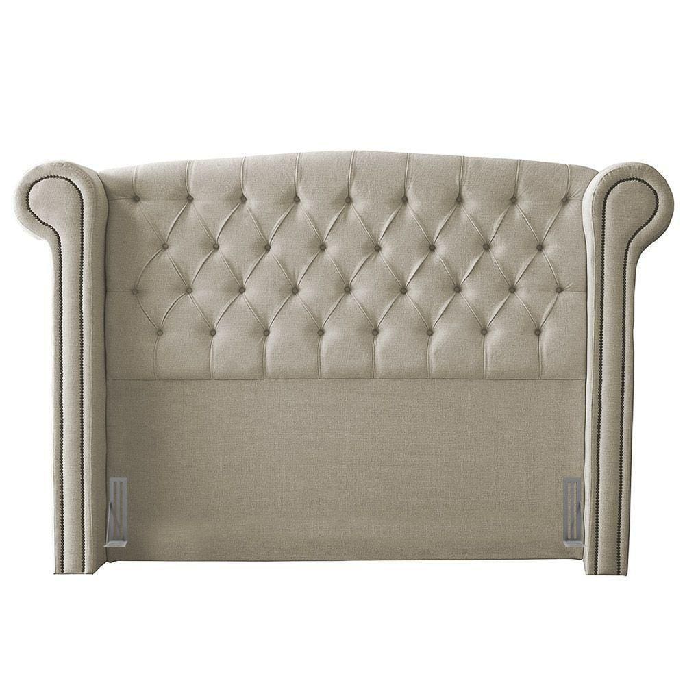 Cabeceira Cama Box Casal Adelle 140Cm Com Frame Suede Bege