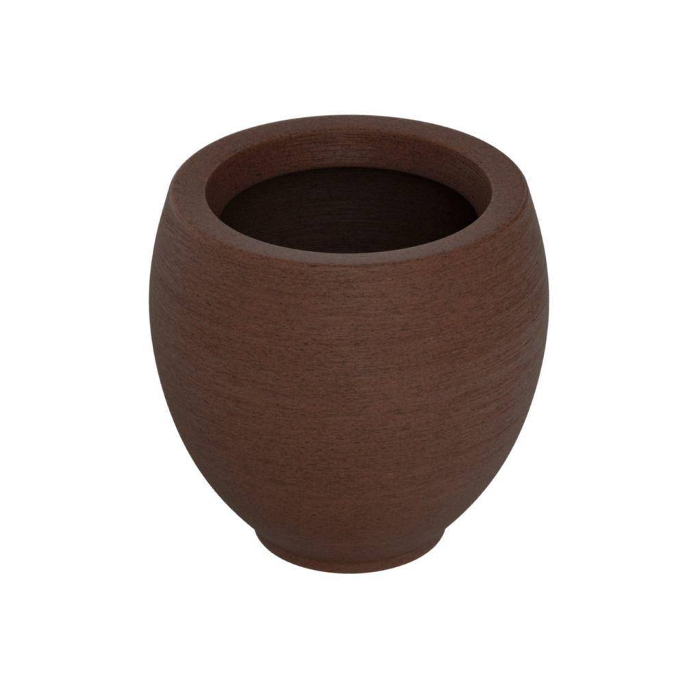 Vaso de Planta Oval 30x32cm Polietileno sem Prato Fibrarte Marrom Stone