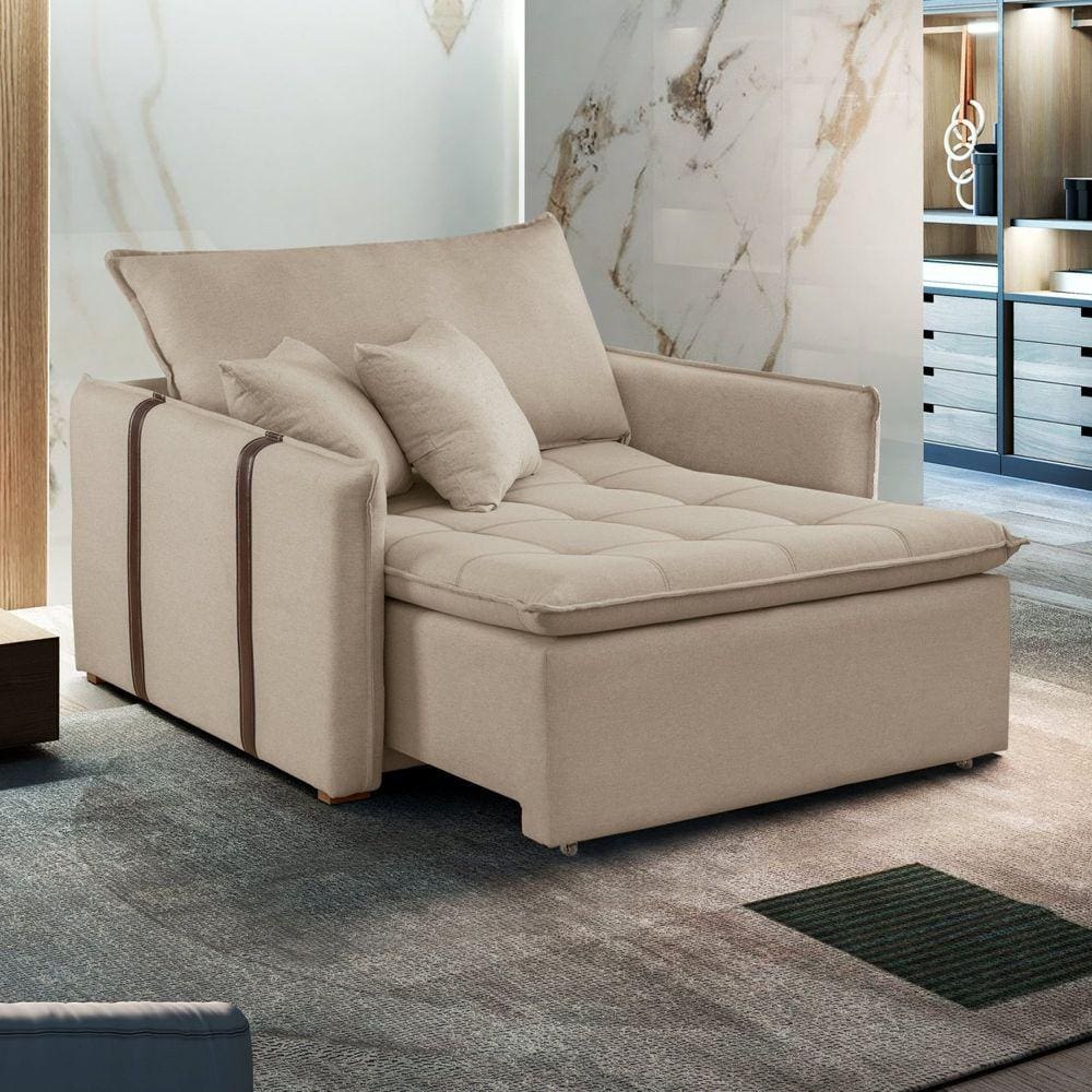 Poltrona Cama Retrátil e Reclinável 110cm Detroid Celflex Cru