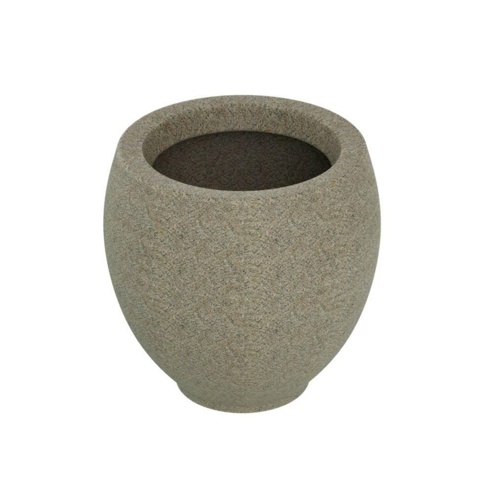 Vaso de Planta Oval 30x32cm Polietileno sem Prato Fibrarte Bege Escuro Stone