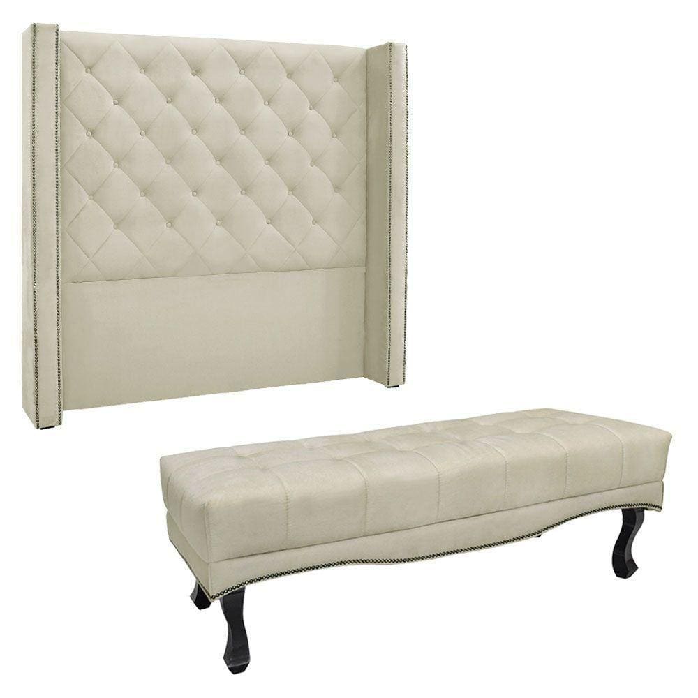 Kit Cabeceira E Calçadeira King 1,95M Bege