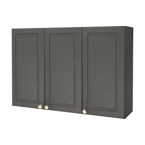 Armário Aéreo 3 Portas 120cm Fechado Paris Indekes Cinza
