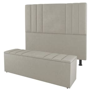 Kit Cabeceira E Baú Cama Box King Size Grace 195Cm Bege