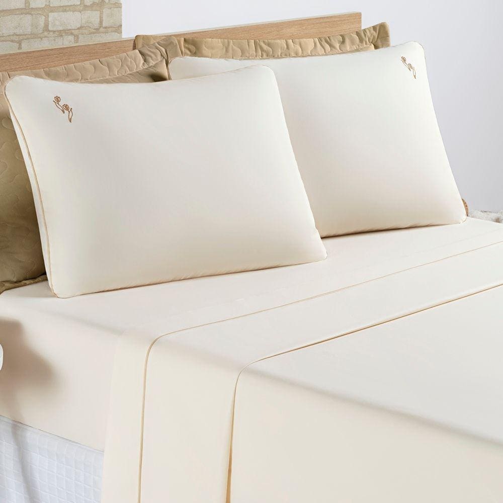 Jogo de Lençol Queen Liana 100% Algodão 4 Peças - Palha