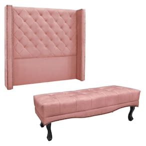Kit Cabeceira E Calçadeira Queen 1,60M Rosa