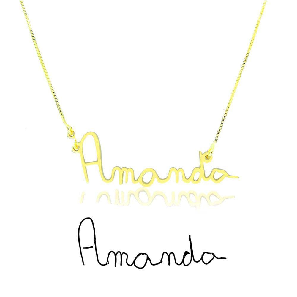 Colar Personalizado Com Nome Manuscrito Banhado Em Ouro 18K