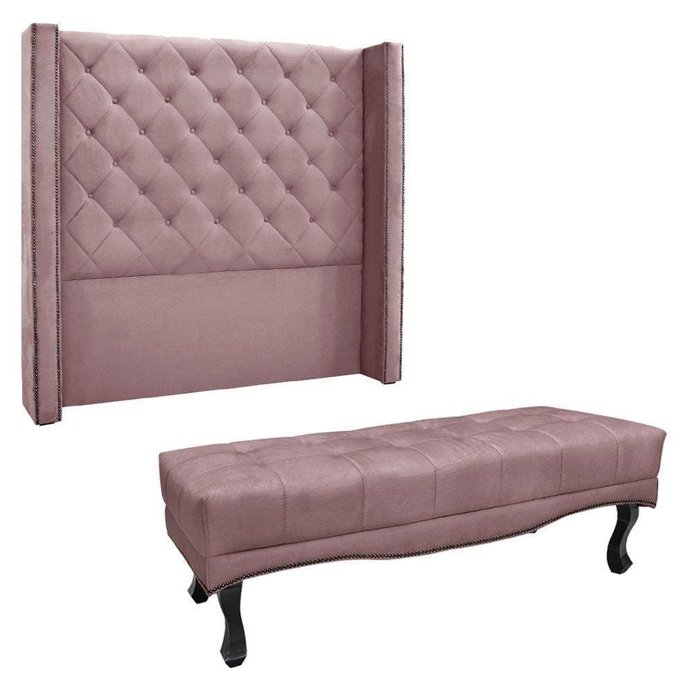 Kit Cabeceira E Calçadeira King 1,95M Lilás