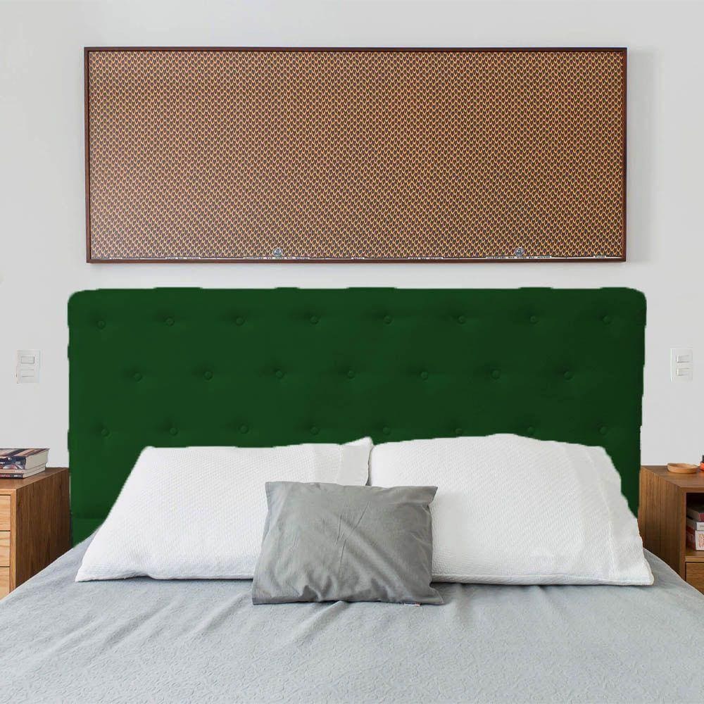 Cabeceira Solteiro Juliana 90Cm Para Cama Box Suede Verde