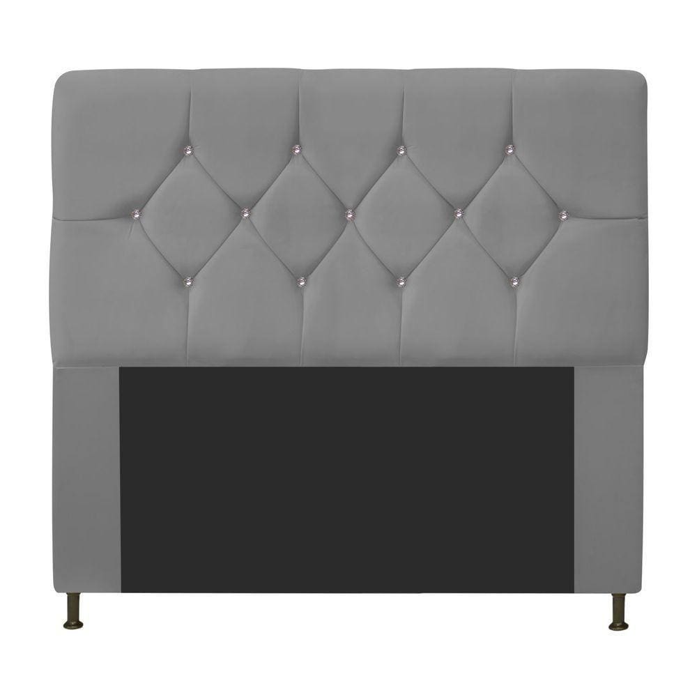 Cabeceira Casal C/ Strass 140 Cm Para Cama Box Corano Cinza