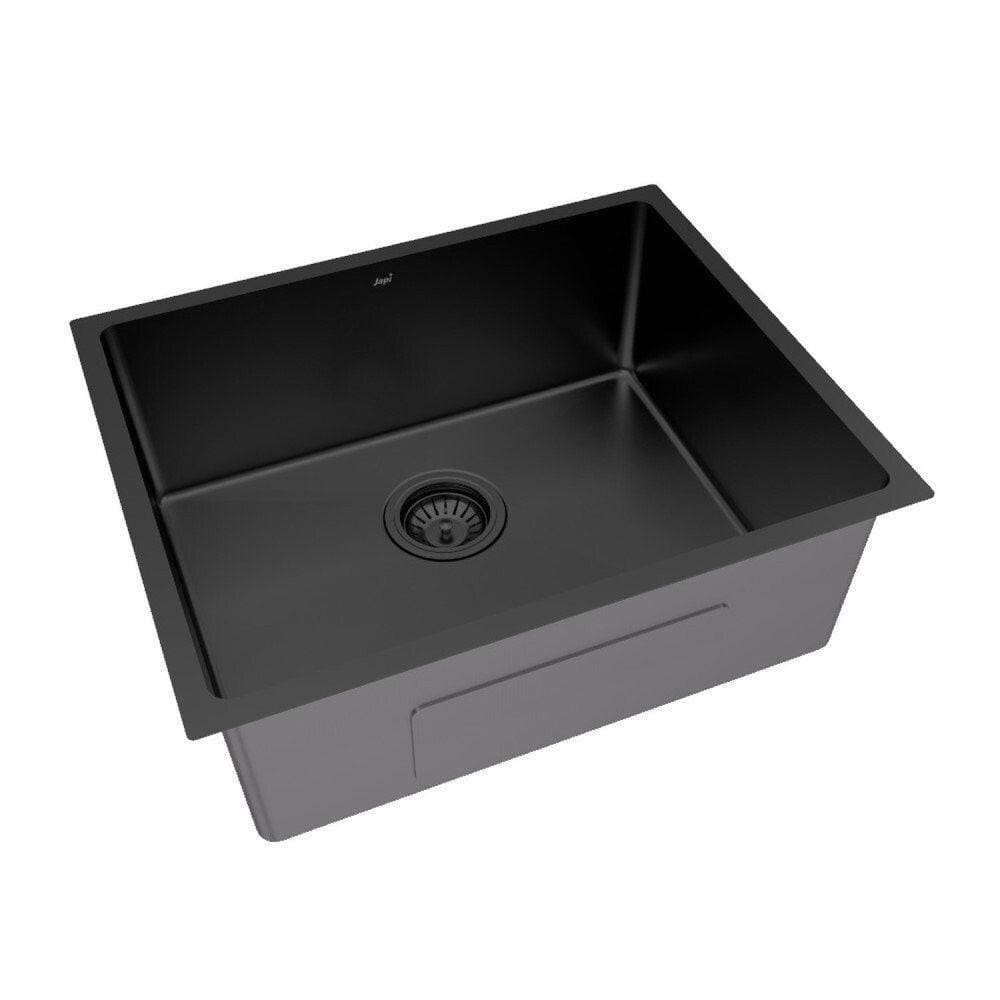 Kit Cuba Cozinha Aço Inox  com Válvula e Sifão Japi Preto