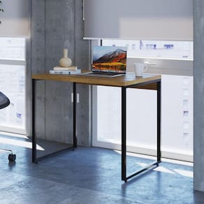 Mesa para Escritório Office Estilo Industrial 90cm Kuadra Compace Lamina Mel