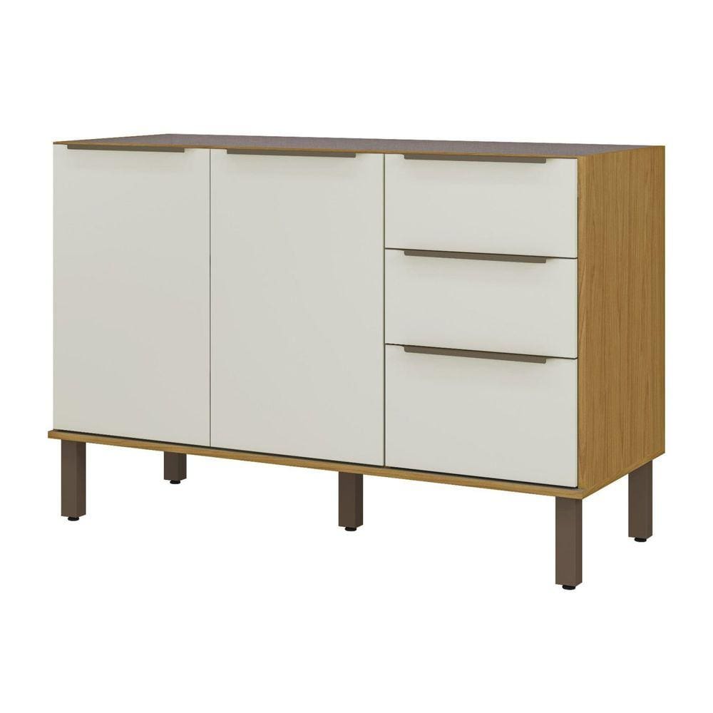 Balcão Para Pia de Cozinha 3 Portas 2 Gavetas 120cm Verace Espresso Móveis Marrocos/Off White