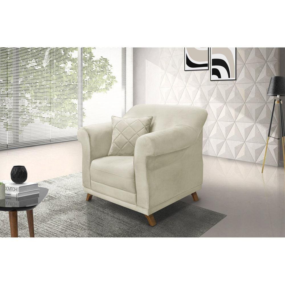 Poltrona Veludo Arras Spezzia Decor Bege