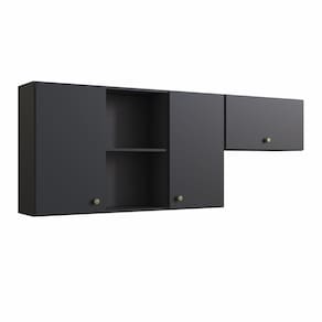 Armário de Cozinha 3 Portas e 2 Nichos Atena Gralar Preto Onix
