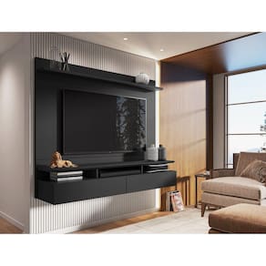 Painel Home Suspenso para TV até 55 Polegadas Noruega Espresso Móveis Preto