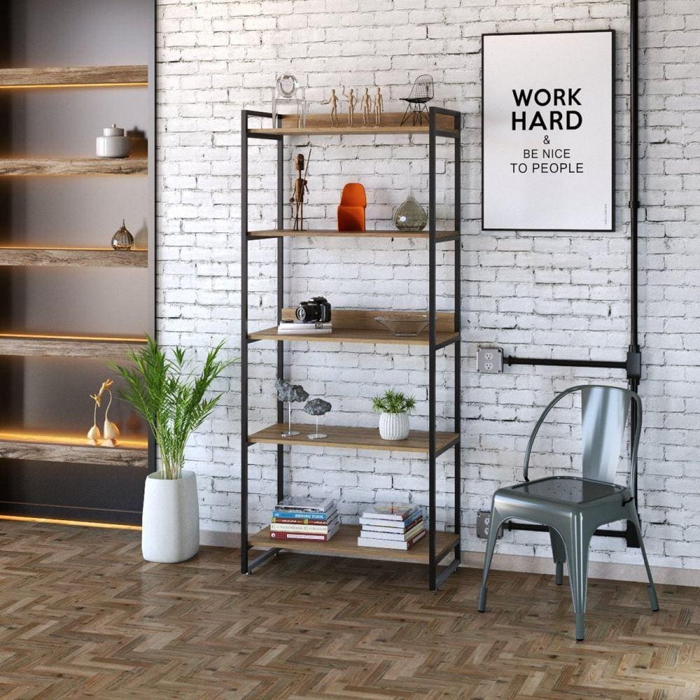 Estante Multiuso 5 Prateleiras 187x80cm Industrial Kuadra Compace Lamina Mel