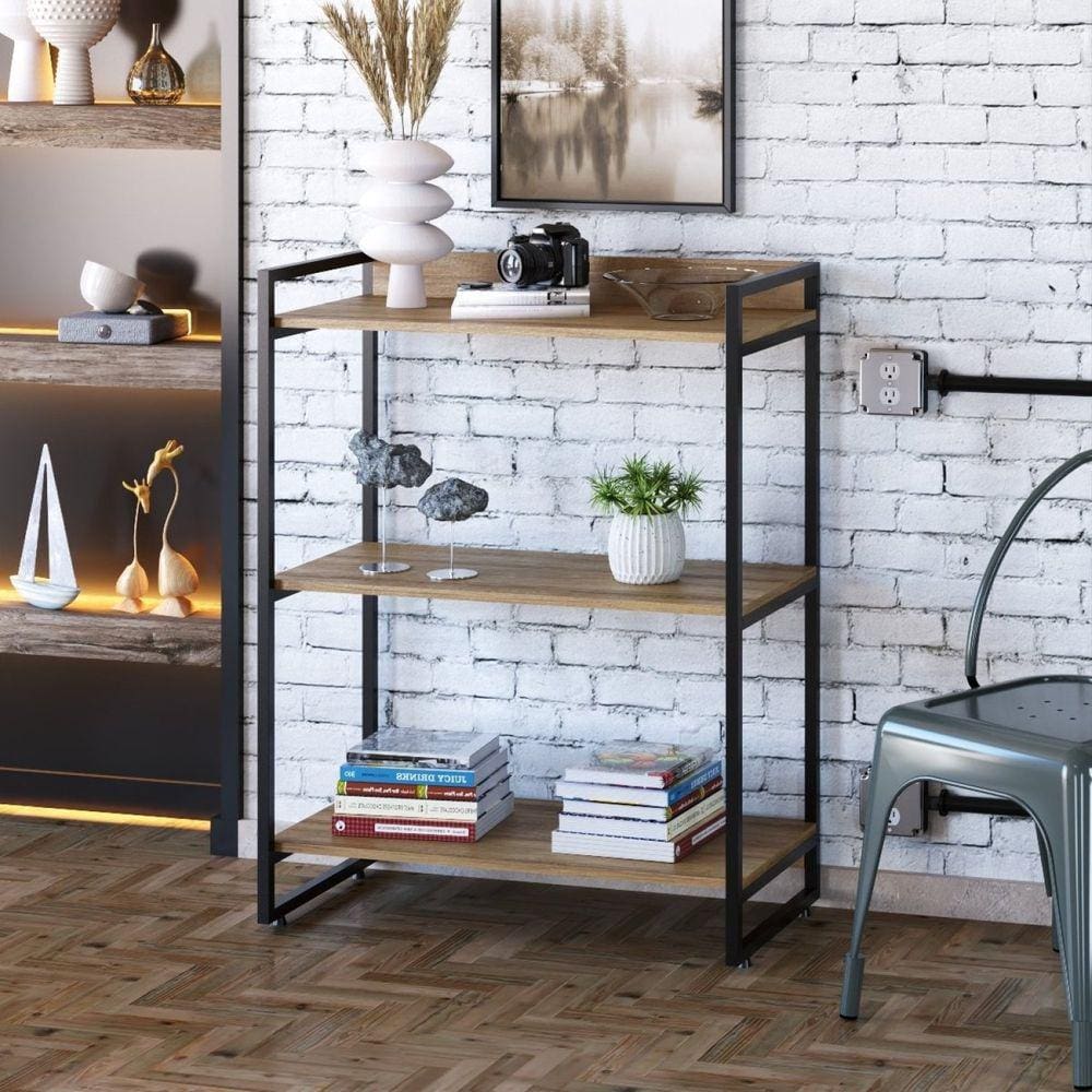 Estante Multiuso 104cmx80cm 3 Prateleiras Kuadra Compace Lamina Mel