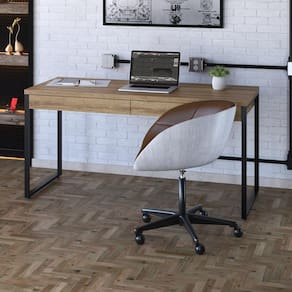 Mesa para Escritório 150cm 2 Gavetas Kuadra Compace Lamina Mel