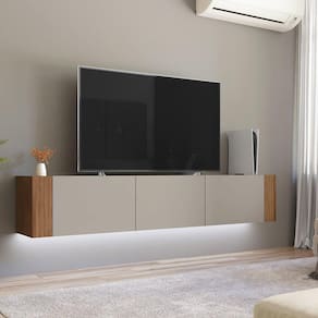 Rack Suspenso Udine 3 Portas Basculantese 217cm  Yescasa Cedro/Off White