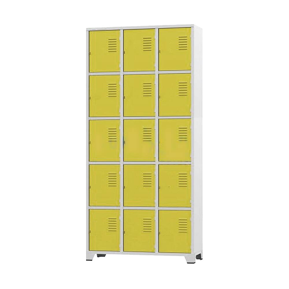 Armário Roupeiro De Aço 15 Portas Para Vestiário Academia Locker Amarelo