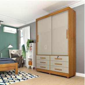 Guarda Roupa Casal 2 Portas 6 Gavetas Chicago Tcil Móveis Cinamomo/Off White