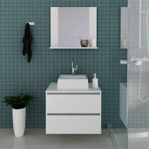 Gabinete para Banheiro com Espelheira e Cuba BN3624 Tecnomobili Branco