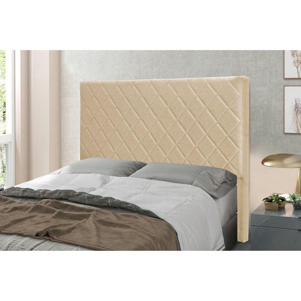 Cabeceira King 195cm Linho Rústico Esmeralda Spezzia Decor Dourado
