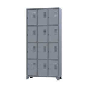 Armário Roupeiro De Aço 15 Portas Para Vestiário Academia Locker Cinza