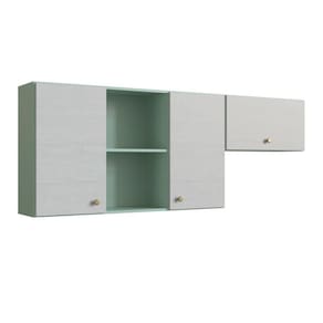 Armário de Cozinha 3 Portas 2 Nichos Atena Gralar Verde Belaggio/Snow