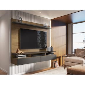 Painel Home Suspenso para TV até 55 Polegadas Noruega Espresso Móveis Freijó/Grafite Perolizado
