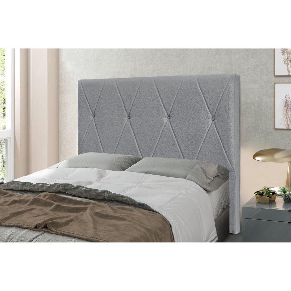 Cabeceira Casal 140cm Linho Rústico Aquilla Spezzia Decor Cinza
